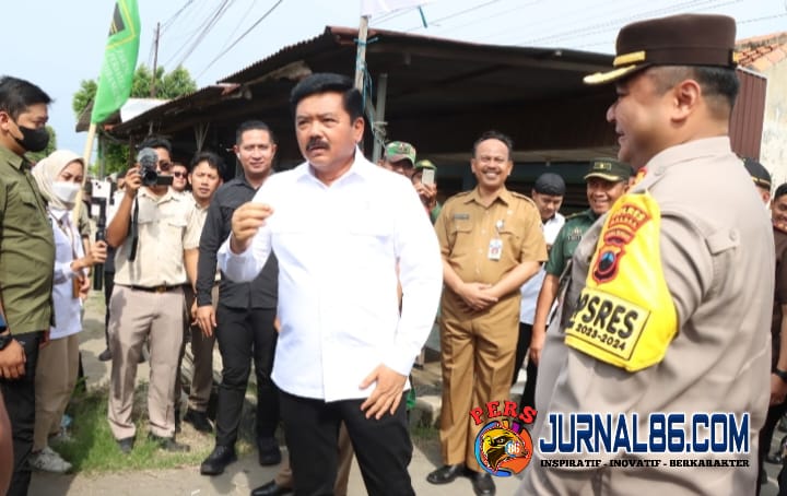 Kapolres Brebes Sambut Kunker Menteri ATR/BPN Di Kecamatan Larangan